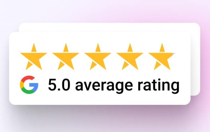 An image of five-star Google reviews